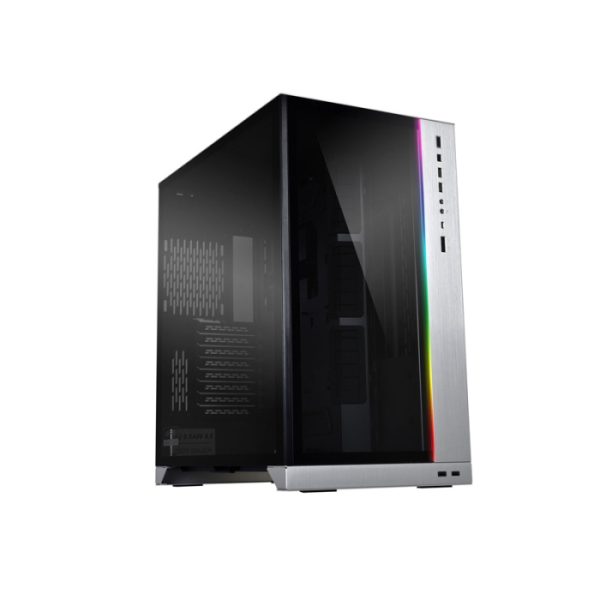 LIAN LI O11 Dynamic XL ROG Certified Tempered Glass Side & Front Panel + RGB Lighting Front Panel Case - Silver