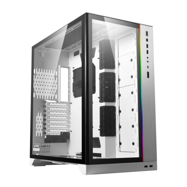 LIAN LI O11 Dynamic XL ROG Certified Tempered Glass Side & Front Panel + RGB Lighting Front Panel Case - White