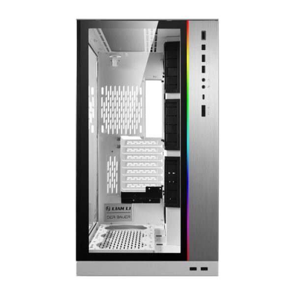 LIAN LI O11 Dynamic XL ROG Certified Tempered Glass Side & Front Panel + RGB Lighting Front Panel Case - White - Image 7