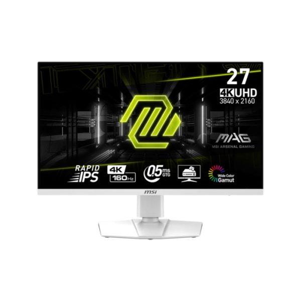 MSI MAG 274URFW 27-inch IPS 4KUHD (3840X2160) 4K 160Hz 0.5ms With Ajustable Stand HDR 400 (Hdmi 2.1) Type-C PD 15W Gaming Moniter - White