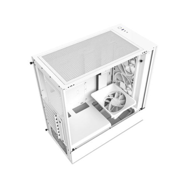 NZXT H5 Elite Premium Compact Mid Tower Two Panel Front & Left Side Tempered Glass Case with 3 RGB Fans - White - Image 4