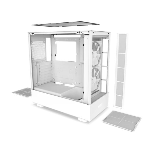 NZXT H5 Elite Premium Compact Mid Tower Two Panel Front & Left Side Tempered Glass Case with 3 RGB Fans - White - Image 3