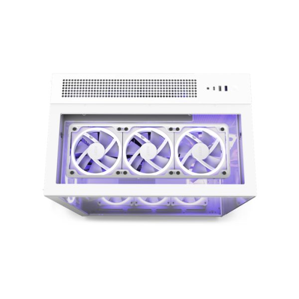 NZXT H9 Elite Premium Dual Chamber Mid Tower Three Panel Front/Top & Left Side Tempered Glass Case With 4 RGB Fans - White - Image 6