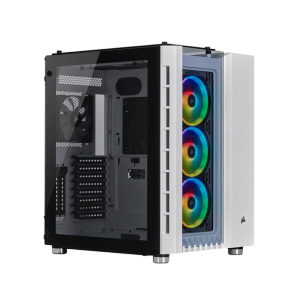 Corsair Crystal Series 680X RGB Airflow ATX Mid-Tower 3 Side Tempered Glass Panel Case with 4 RGB Fans - White