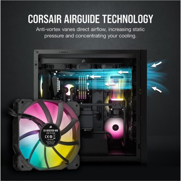 Corsair iCUE SP120 RGB ELITE Performance 120mm Triple Fan Pack - Black - Image 3