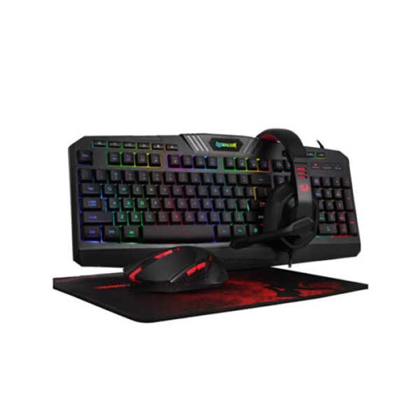 Redragon Gaming Essentials RGB Wired Keyboard Mouse Headset & Mouse Pad 4 in 1 Set - Black - Image 2