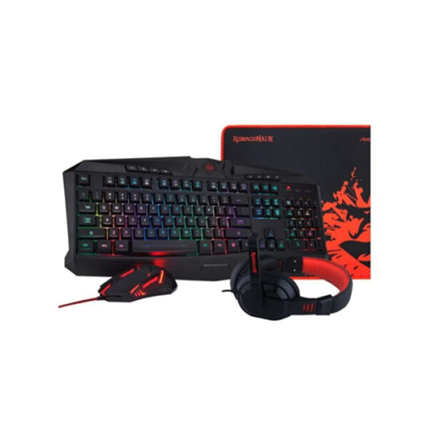 Redragon Gaming Essentials RGB Wired Keyboard Mouse Headset & Mouse Pad 4 in 1 Set - Black - Image 4