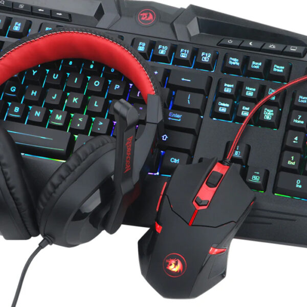 Redragon Gaming Essentials RGB Wired Keyboard Mouse Headset & Mouse Pad 4 in 1 Set - Black - Image 3