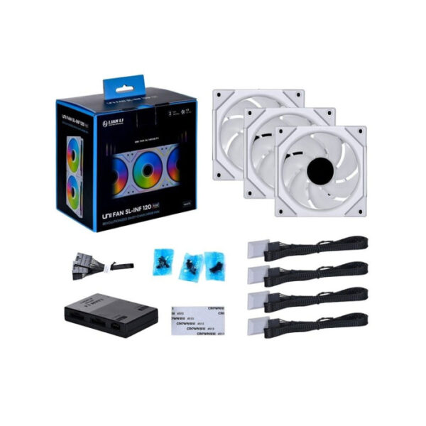 LIAN LI UNI FAN SL-INFINITY INF120-3 RGB 120mm Fan - White - Image 3